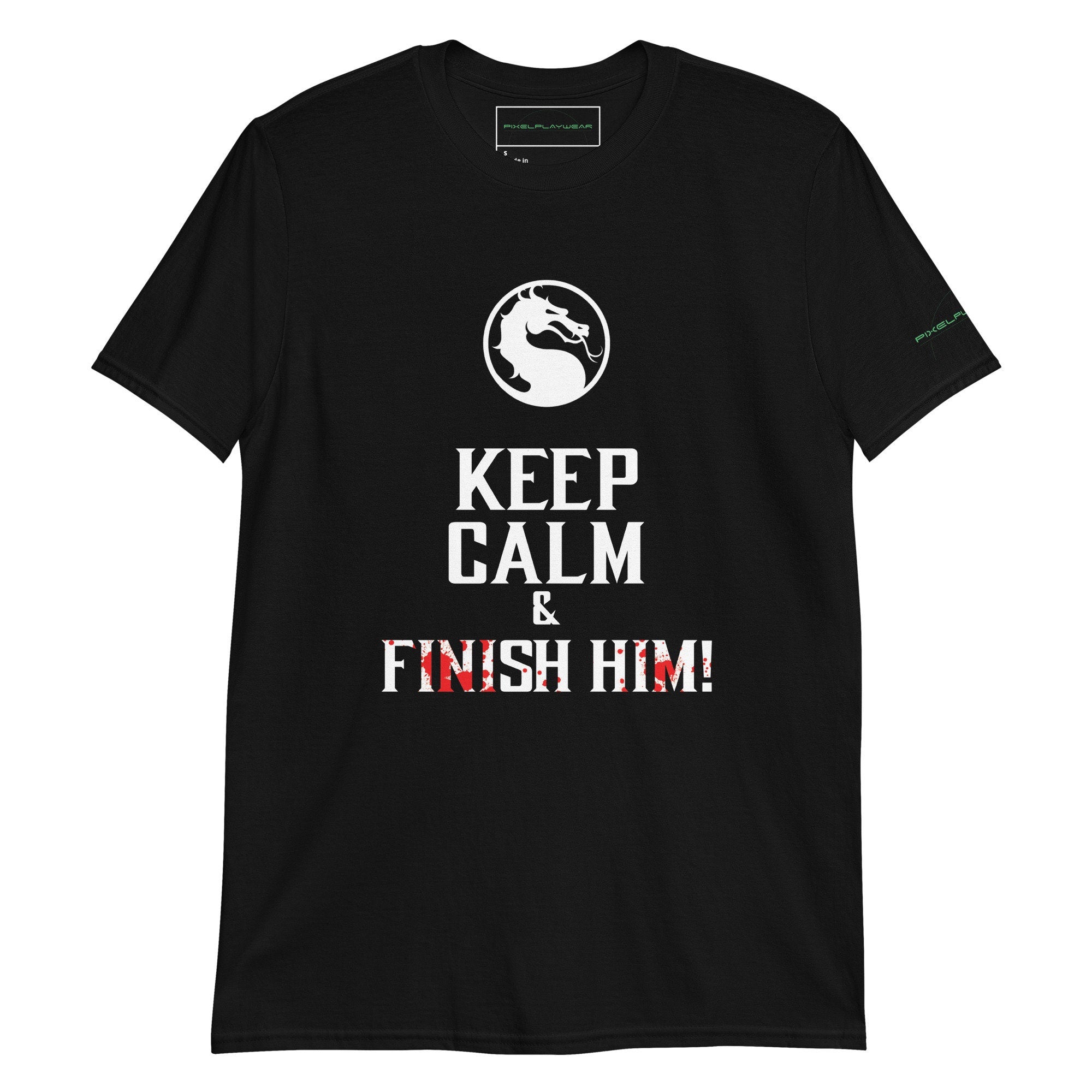 Mortal Kombat Inspired T-shirt - "Keep Calm and Finish Him!" Graphic Tee, Perfect for Gaming Enthusiasts, By PixelPlayWear