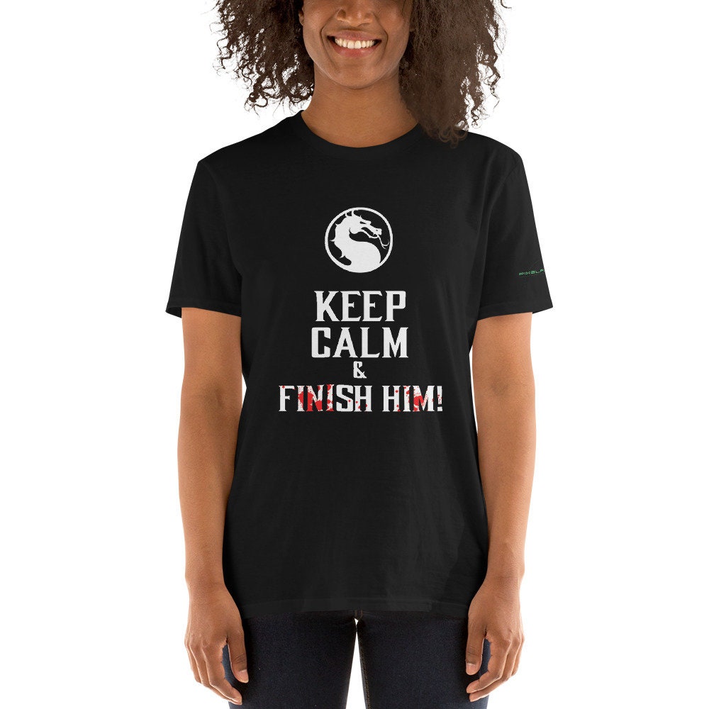 Mortal Kombat Inspired T-shirt - "Keep Calm and Finish Him!" Graphic Tee, Perfect for Gaming Enthusiasts, By PixelPlayWear