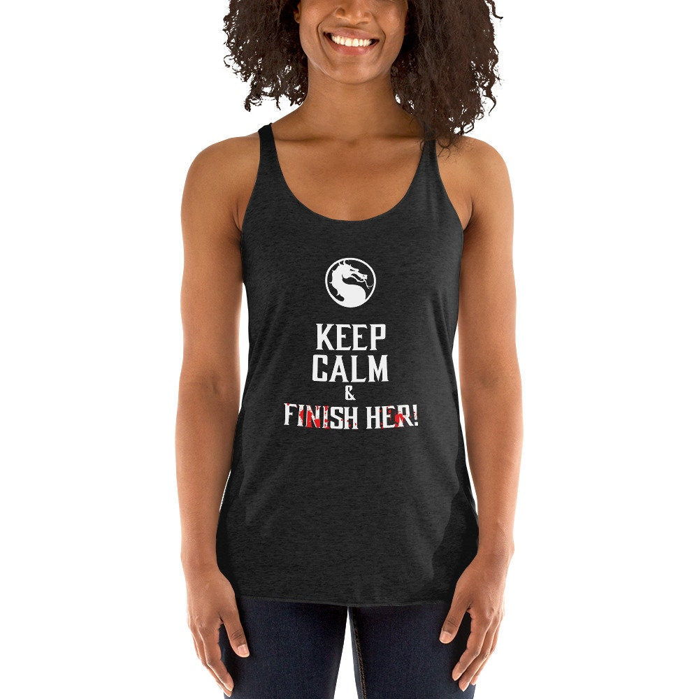 Women's Mortal Kombat Tank Top - "Keep Calm and Finish Him!" | Unique Gaming Apparel | Comfortable Casual Wear by PixelPlayWear