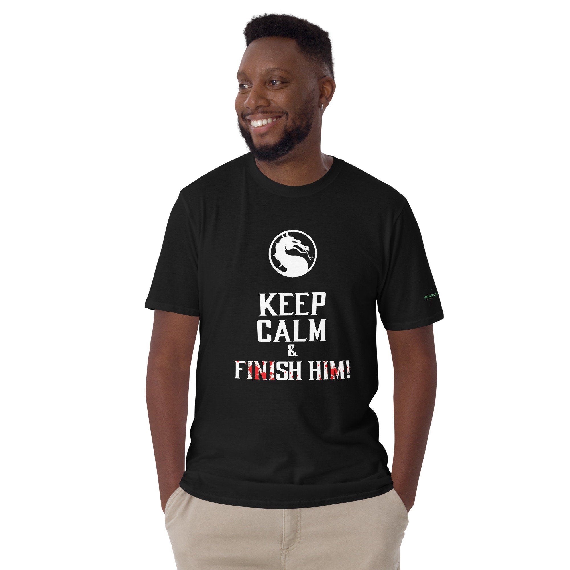 Mortal Kombat Inspired T-shirt - "Keep Calm and Finish Him!" Graphic Tee, Perfect for Gaming Enthusiasts, By PixelPlayWear