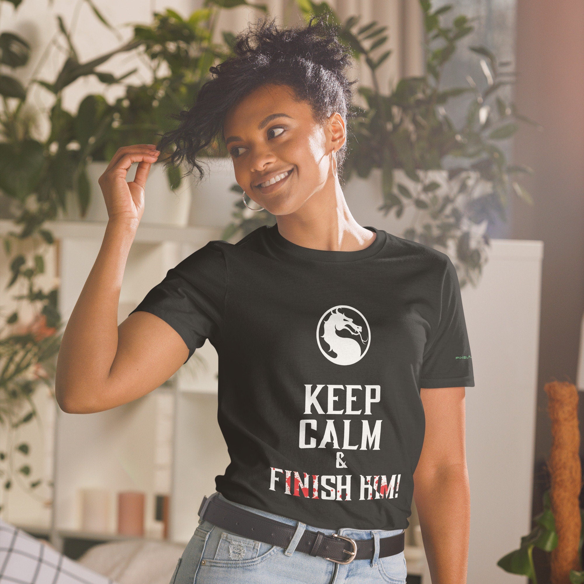 Mortal Kombat Inspired T-shirt - "Keep Calm and Finish Him!" Graphic Tee, Perfect for Gaming Enthusiasts, By PixelPlayWear