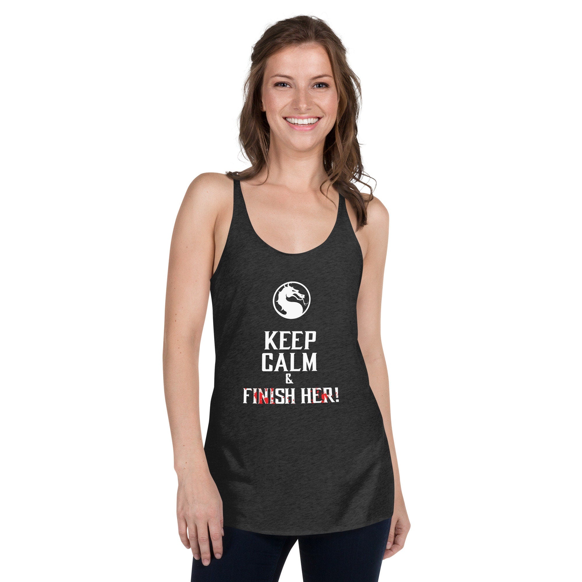 Women's Mortal Kombat Tank Top - "Keep Calm and Finish Him!" | Unique Gaming Apparel | Comfortable Casual Wear by PixelPlayWear