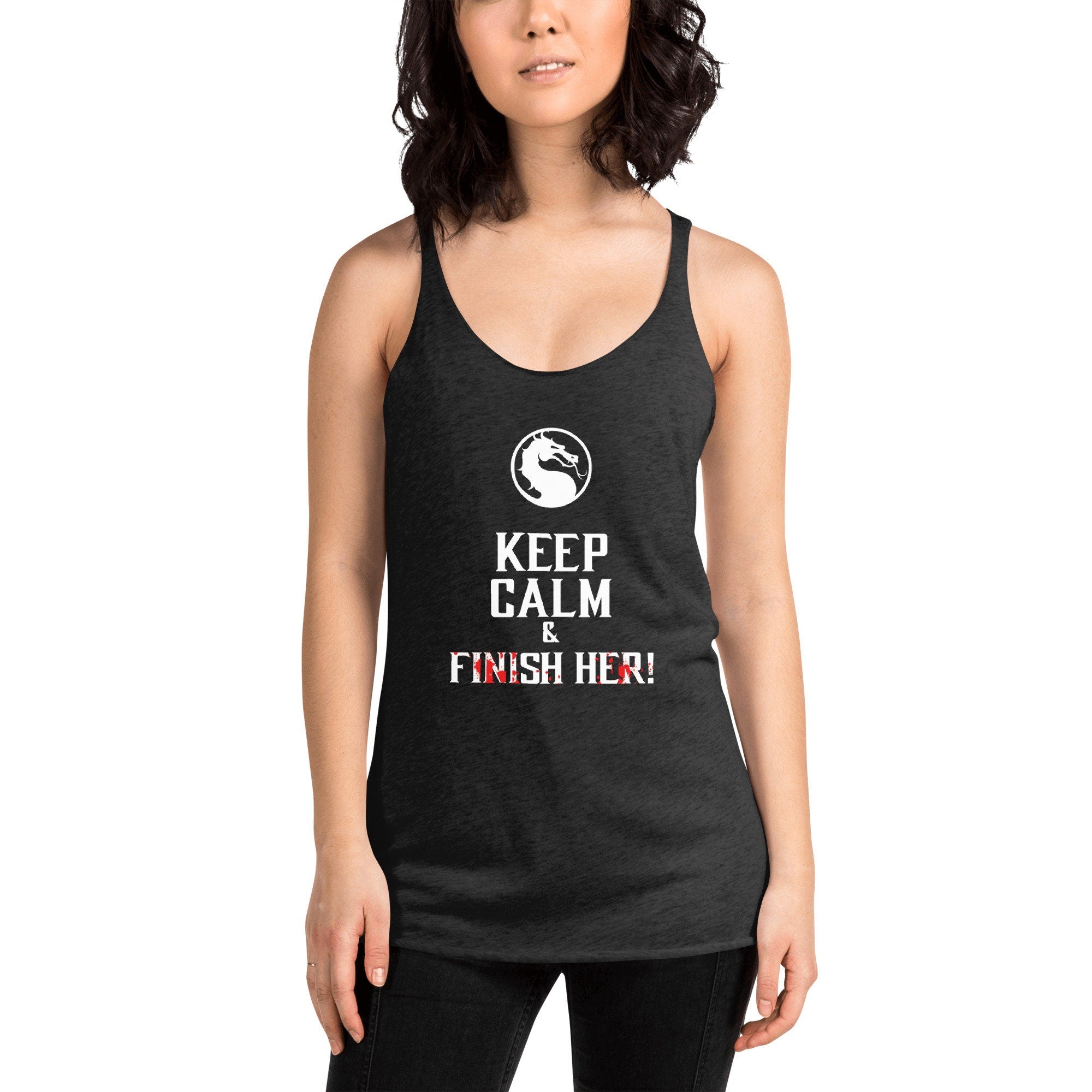 Women's Mortal Kombat Tank Top - "Keep Calm and Finish Him!" | Unique Gaming Apparel | Comfortable Casual Wear by PixelPlayWear